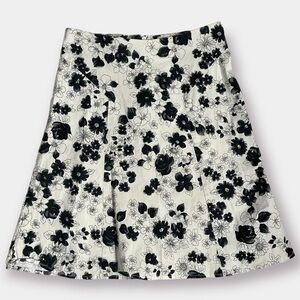 A Line Floral Skirt Black Cream Size 10